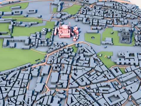 Hagia Sophia Grand Mosque in Istanbul Turkey Map 3D Model
