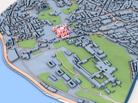 Hagia Sophia Grand Mosque in Istanbul Turkey Map 3D Model