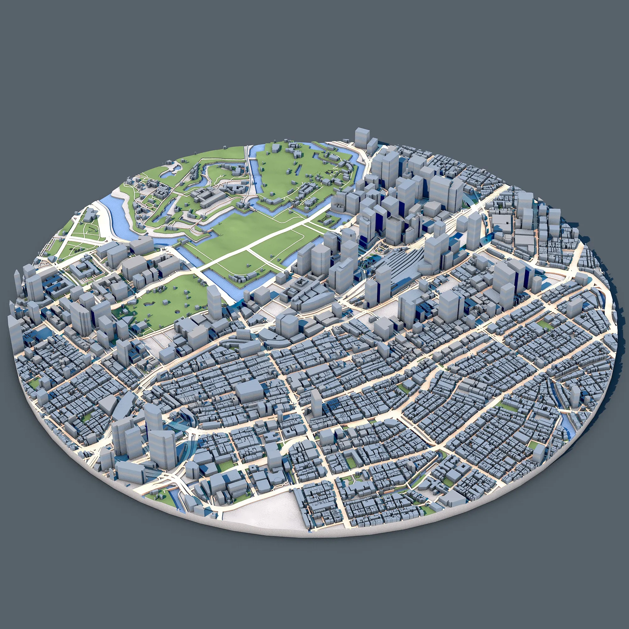 Cityscape Tokyo Japan Map 3D Model .c4d .max .obj .3ds .fbx .stl .blend