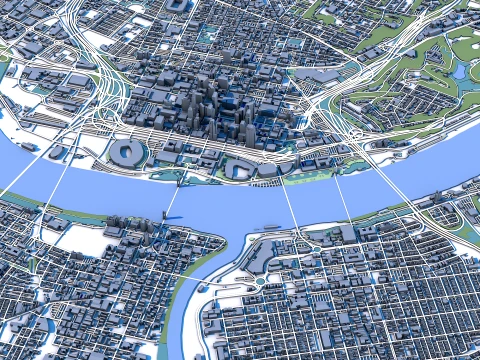 Stadsgezicht Cincinnati in Ohio Verenigde Staten kaart 3D Model
