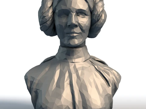 Carrie Fisher Bust Princess Leia Low Poly Sculpture 3D Model