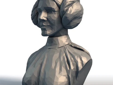 Carrie Fisher Bust Princess Leia Low Poly Sculpture 3D Model