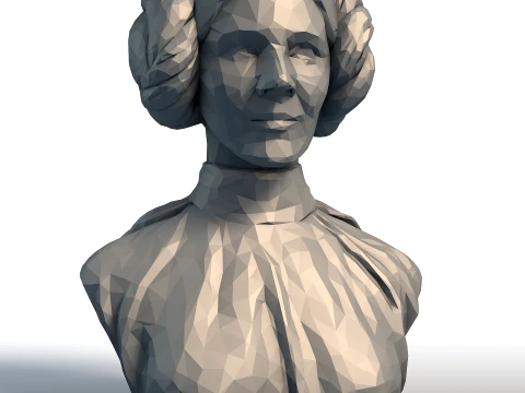 Carrie Fisher Bust Princess Leia Low Poly Sculpture 3D Model