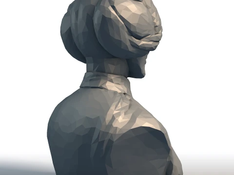 Carrie Fisher Bust Princess Leia Low Poly Sculpture 3D Model