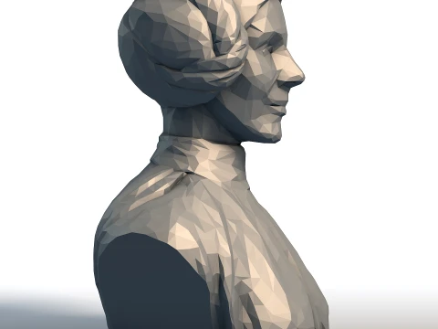 Carrie Fisher Bust Princess Leia Low Poly Sculpture 3D Model