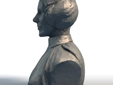 Carrie Fisher Bust Princess Leia Low Poly Sculpture 3D Model