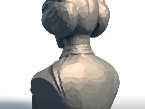 Carrie Fisher Bust Princess Leia Low Poly Sculpture 3D Model