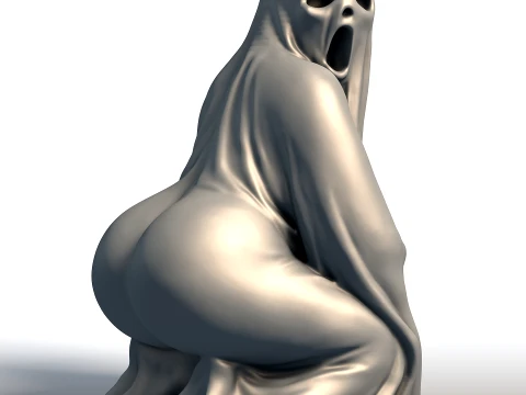 Est&aacute;tua de fantasma atrevido - Escultura de esp&iacute;rito brincalh&atilde;o - Decora&ccedil;&atilde;o extravagante de Halloween Modelo 3D