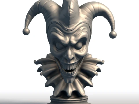 Buste de bouffon effrayant &ndash; Sculpture de t&ecirc;te de clown sinistre &ndash; D&eacute;cor d'horreur d'Halloween Modèles 3D en vedette