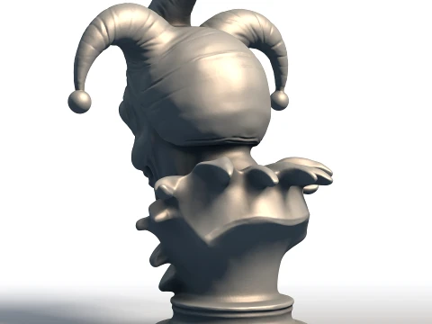 Creepy Jester Bust - Sinister Clown Head Sculpture - Halloween Horror Decor 3D Print Model