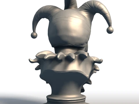 Creepy Jester Bust - Sinister Clown Head Sculpture - Halloween Horror Decor 3D Print Model