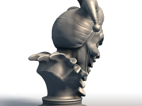 Creepy Jester Bust - Sinister Clown Head Sculpture - Halloween Horror Decor 3D Print Model