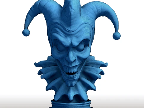 Creepy Jester Bust - Sinister Clown Head Sculpture - Halloween Horror Decor 3D Print Model