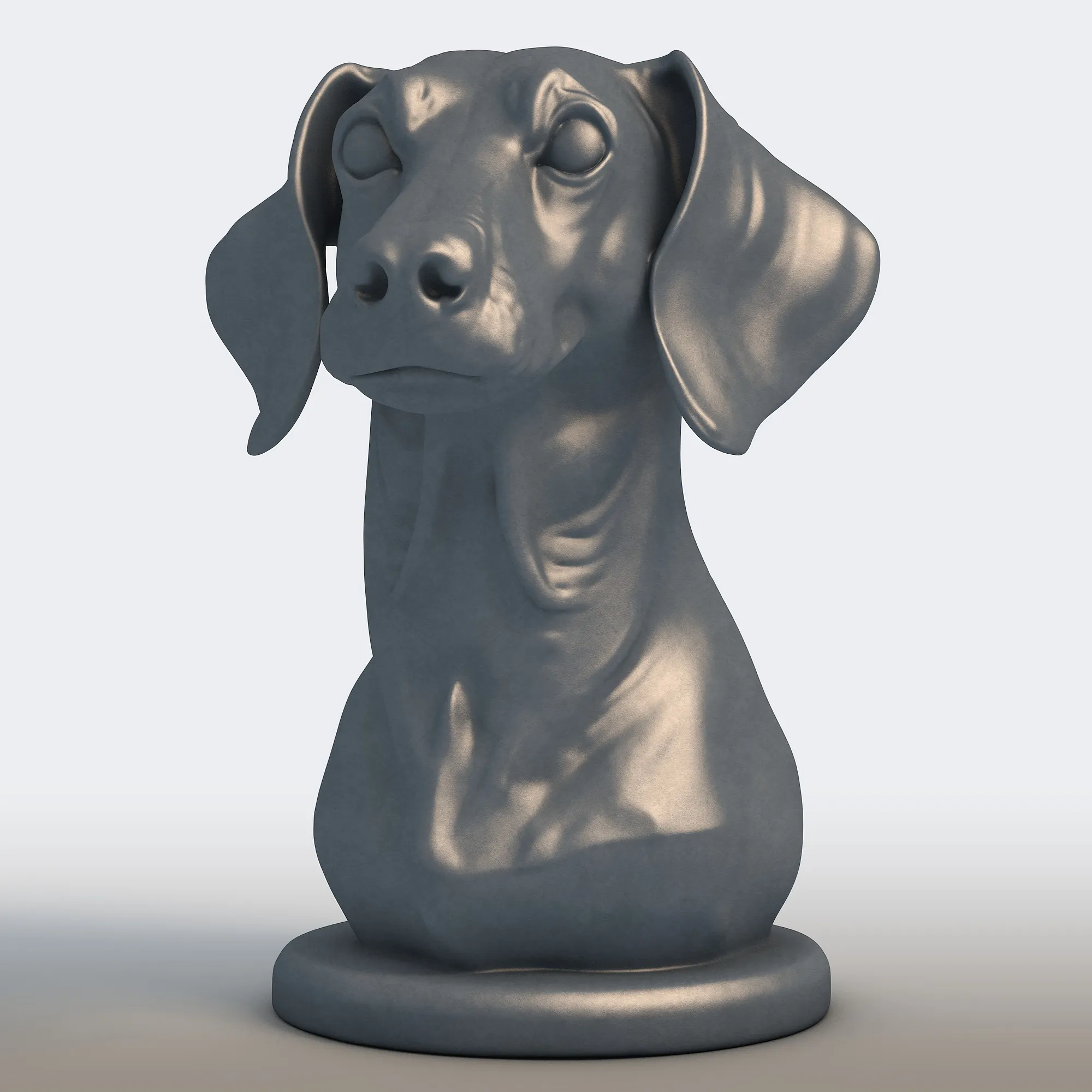 Dachshund Head Bust Sculpture 3D Print Model .c4d .max .obj .3ds .fbx .stl .blend