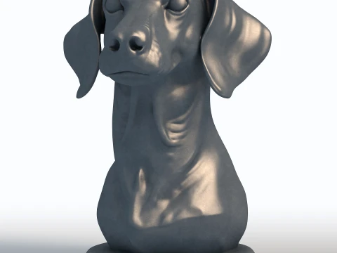 Escultura de busto de cabeza de perro salchicha Modelo de impresión 3D