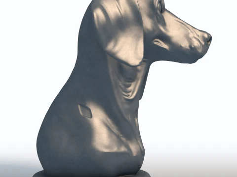 Dachshund Head Bust Sculpture 3D Print Model