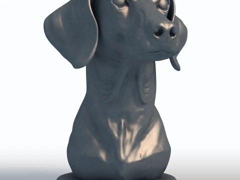 Dachshund Head Bust Sculpture 3D Print Model