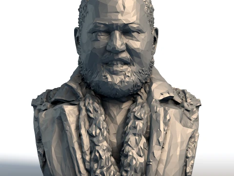 Laurence Fishburne Low Poly Bust - Escultura del actor Morfeo - Retrato geom&eacute;trico de Hollywood Modelo de impresión 3D