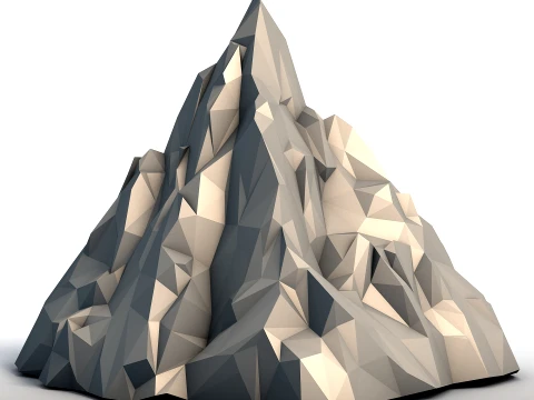 Monta&ntilde;a Low Poly - Modelo de paisaje geom&eacute;trico - Escultura de terreno minimalista Modelo de impresión 3D