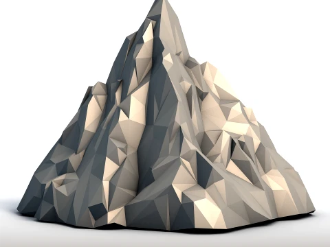 Low Poly Mountain - Geometric Landscape Model - Minimalist Terrain Sculpture 3D Print Model
