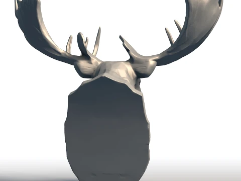 Moose Head Wall Sculpture - Majestic Wildlife Trophy - Bull Moose Antlers Decor 3D Print Model