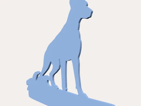 Doberman Surfing Silhouette - Upright Surfing Dog Sculpture - Black Minimalist Surfboard Art 3D Print Model