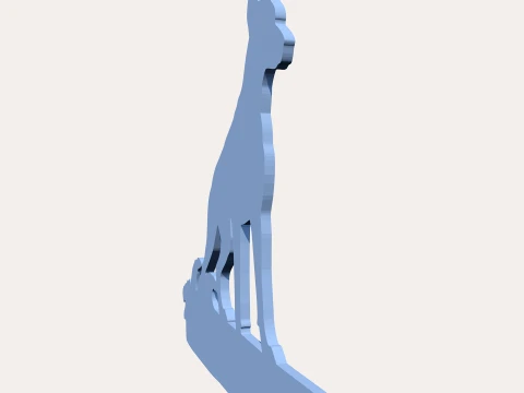 Doberman Surfing Silhouette - Upright Surfing Dog Sculpture - Black Minimalist Surfboard Art 3D Print Model