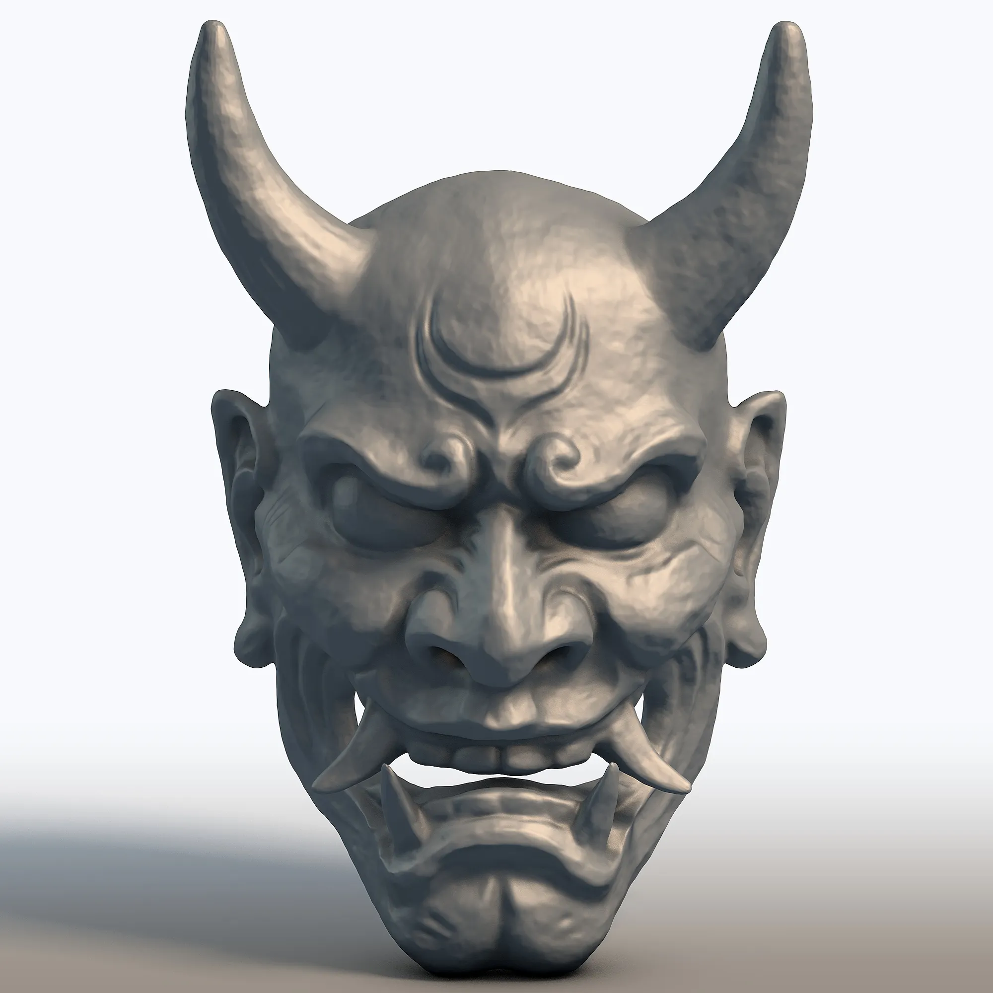 Maschera giapponese Hannya - Oni Demon Wall Art - Decorazione tradizionale asiatica per la casa Modello di stampa 3D .c4d .max .obj .3ds .fbx .stl .blend 