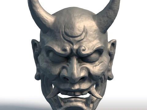 Japon Hannya Maskesi - Oni Şeytan Duvar Sanatı - Geleneksel Asya Ev Dekorasyonu 3D Baskı Modeli