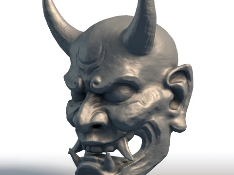 Maschera giapponese Hannya - Oni Demon Wall Art - Decorazione tradizionale asiatica per la casa Modello di stampa 3D