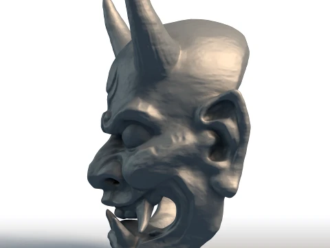 Maschera giapponese Hannya - Oni Demon Wall Art - Decorazione tradizionale asiatica per la casa Modello di stampa 3D