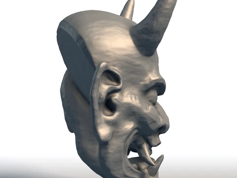 Maschera giapponese Hannya - Oni Demon Wall Art - Decorazione tradizionale asiatica per la casa Modello di stampa 3D
