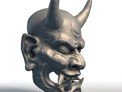 Maschera giapponese Hannya - Oni Demon Wall Art - Decorazione tradizionale asiatica per la casa Modello di stampa 3D