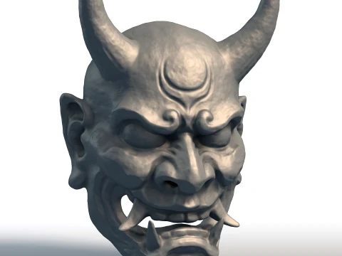 Maschera giapponese Hannya - Oni Demon Wall Art - Decorazione tradizionale asiatica per la casa Modello di stampa 3D