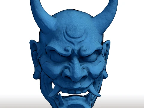 Maschera giapponese Hannya - Oni Demon Wall Art - Decorazione tradizionale asiatica per la casa Modello di stampa 3D