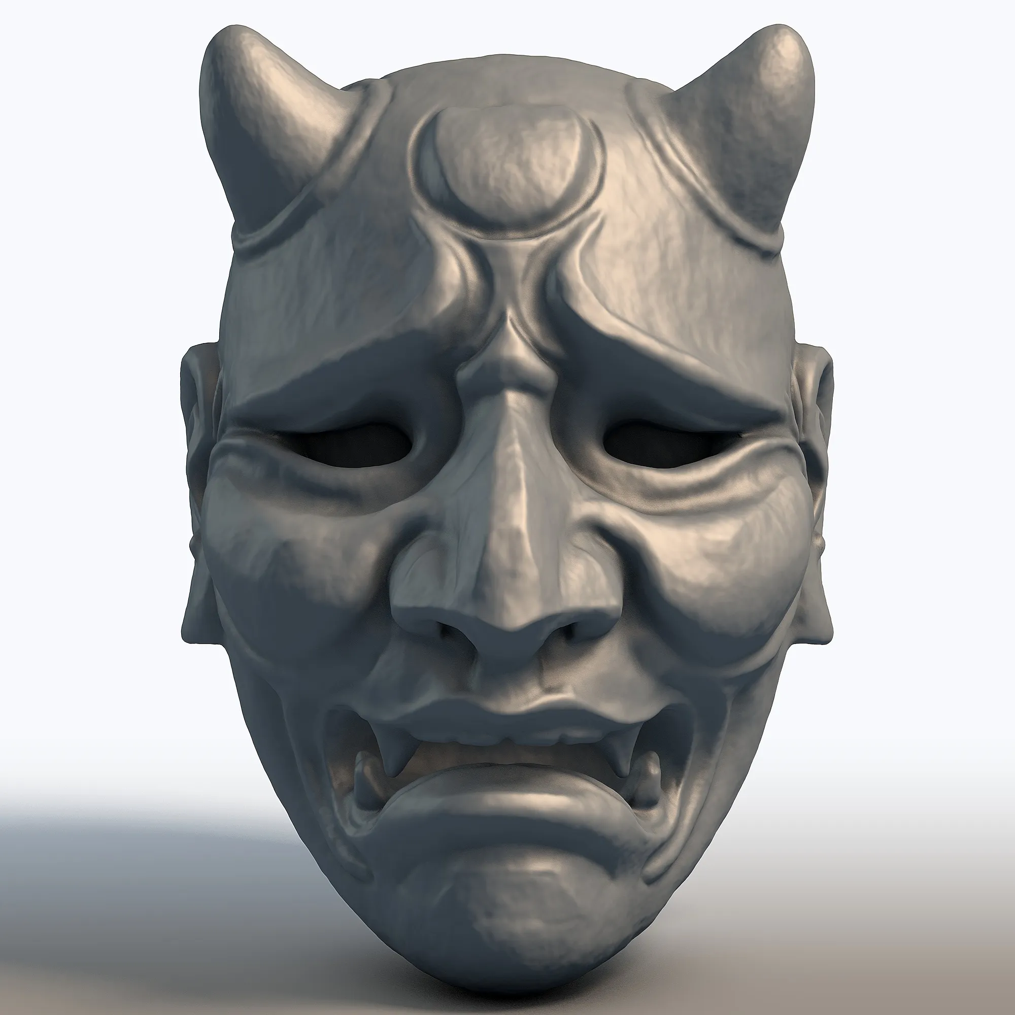 Japanese Hannya Mask - Traditional Oni Demon Art - Wall Decor Sculpture 3D Print Model .c4d .max .obj .3ds .fbx .stl .blend 