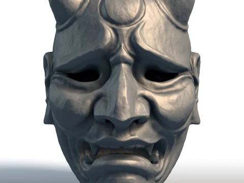 Japon Hannya Maskesi - Geleneksel Oni Şeytan Sanatı - Duvar Dekoru Heykel 3D Baskı Modeli