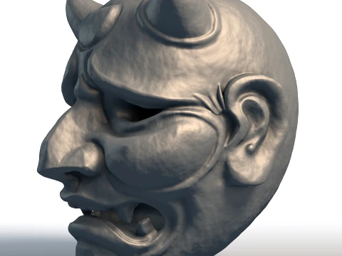Japanese Hannya Mask - Traditional Oni Demon Art - Wall Decor Sculpture 3D Print Model