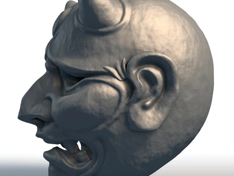 Japanese Hannya Mask - Traditional Oni Demon Art - Wall Decor Sculpture 3D Print Model