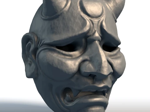 Japanese Hannya Mask - Traditional Oni Demon Art - Wall Decor Sculpture 3D Print Model