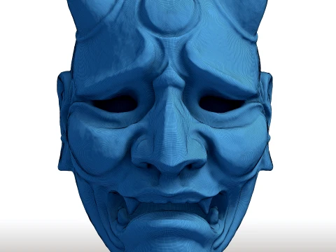 Japanese Hannya Mask - Traditional Oni Demon Art - Wall Decor Sculpture 3D Print Model