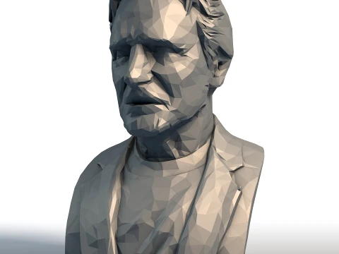 Liam Neeson Low Poly Bust - Actor Portrait Sculpture - Geometric Famous Actor Model 3D Print Model