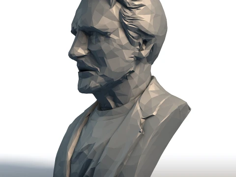Liam Neeson Low Poly Bust - Actor Portrait Sculpture - Geometric Famous Actor Model 3D Print Model