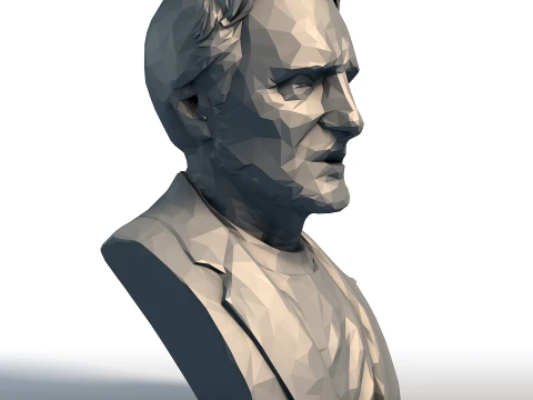 Liam Neeson Low Poly Bust - Actor Portrait Sculpture - Geometric Famous Actor Model 3D Print Model
