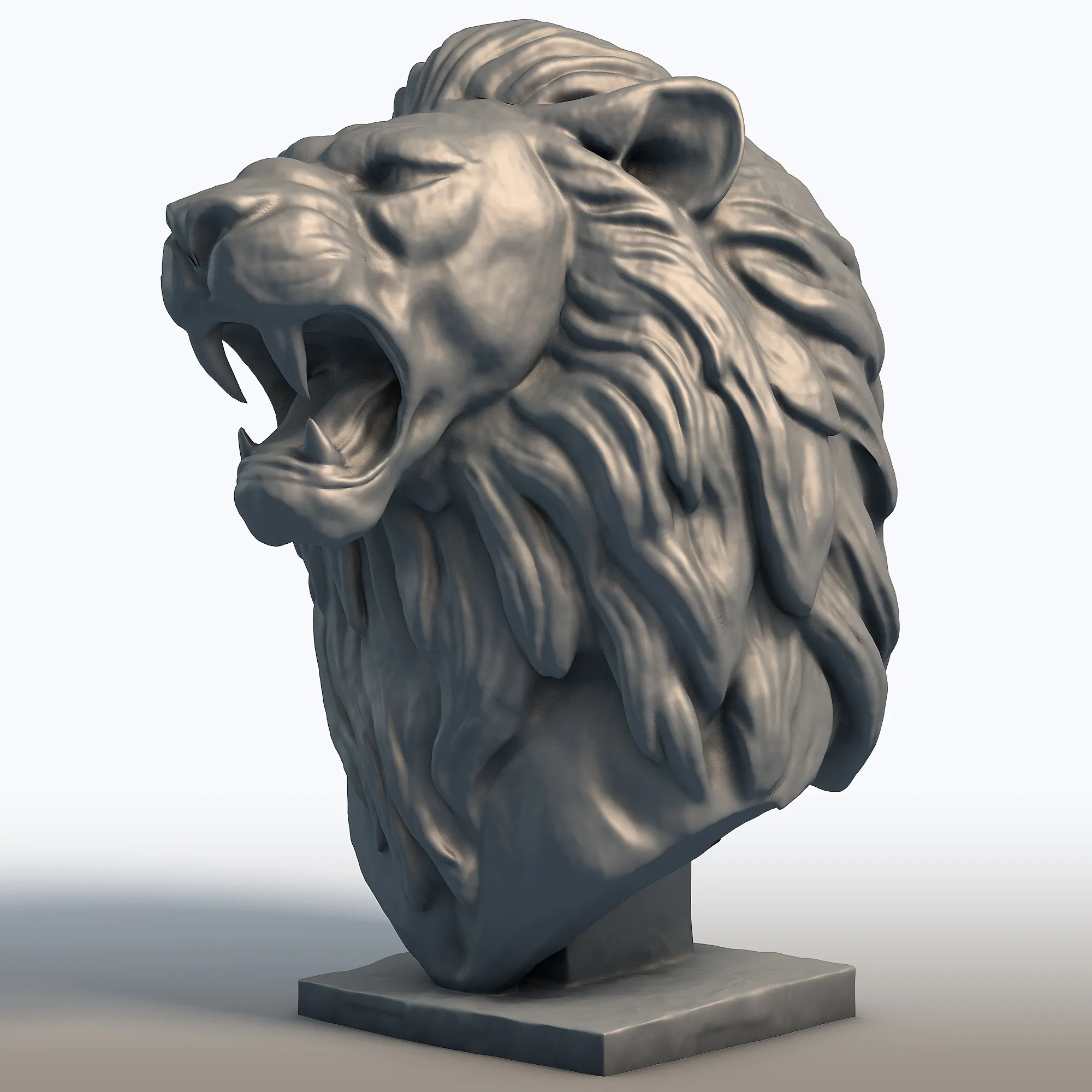 Escultura de busto de leão - estátua majestosa de gato grande - modelo de cabeça de animal selvagem Modelo de Impressão 3D .c4d .max .obj .3ds .fbx .stl .blend