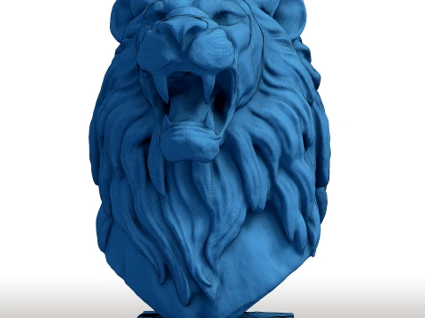 Escultura de busto de le&atilde;o - est&aacute;tua majestosa de gato grande - modelo de cabe&ccedil;a de animal selvagem Modelo de Impressão 3D