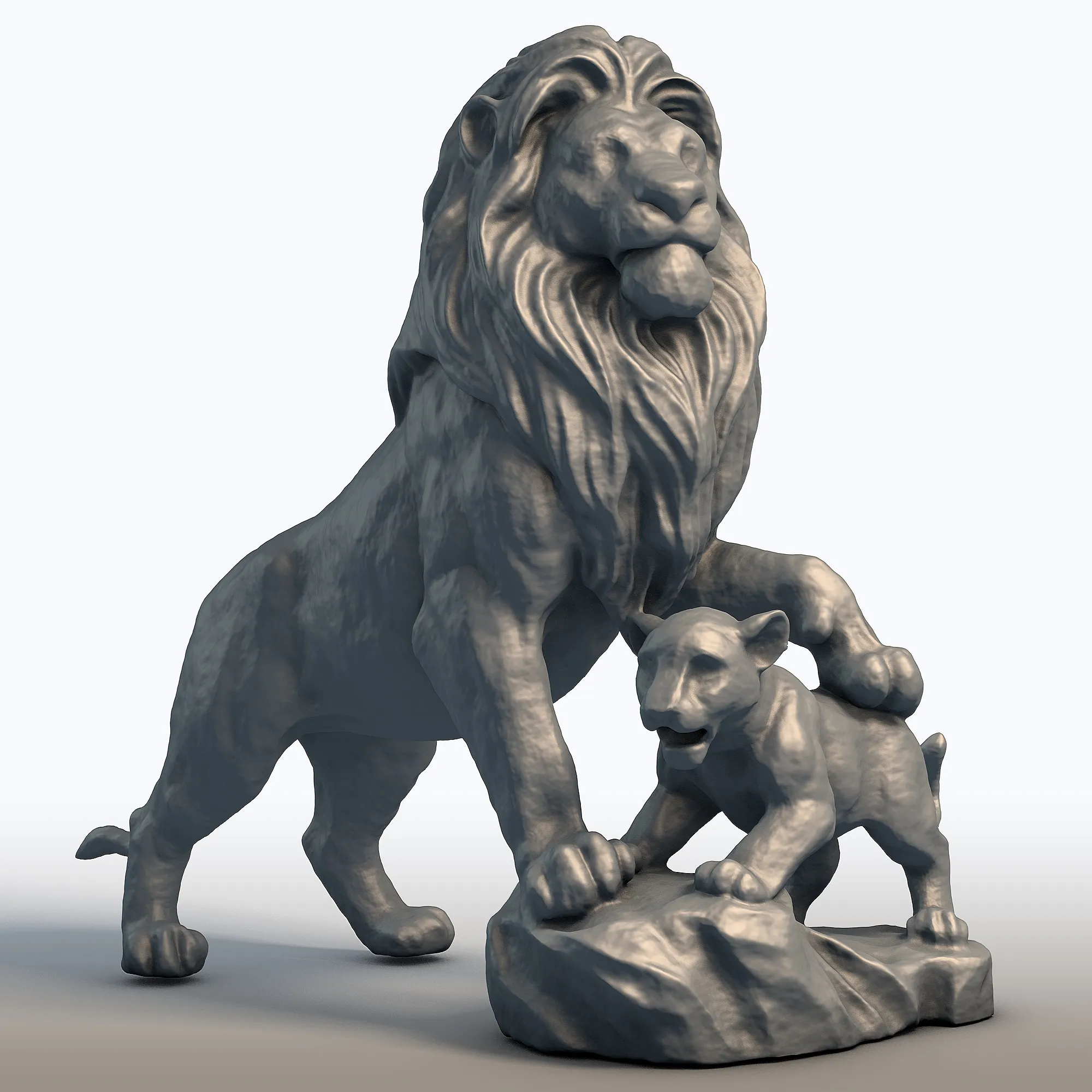 Lion King Sculpture - Majestic Big Cat Statue - Royal Animal Bust for 3D Printing 3D Print Model .c4d .max .obj .3ds .fbx .stl .blend 