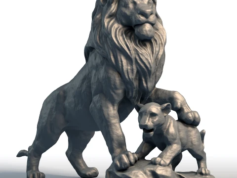 Lion King Sculpture - Majestic Big Cat Statue - Royal Animal Bust for 3D Printing 3D Print Model