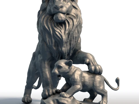 Lion King Sculpture - Majestic Big Cat Statue - Royal Animal Bust for 3D Printing 3D Print Model
