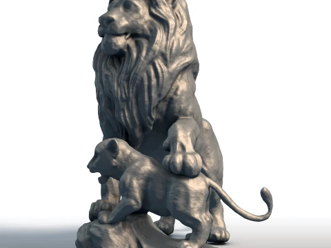Lion King Sculpture - Majestic Big Cat Statue - Royal Animal Bust for 3D Printing 3D Print Model